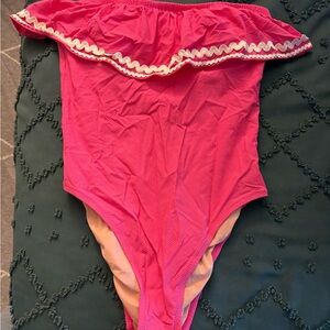 JCREW Pink Ruffled One-Piece Swimsuit